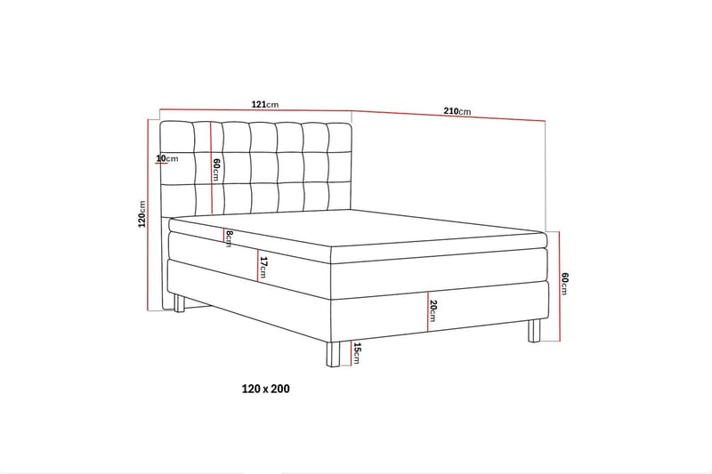 HVILA Classic Komplett Sängpaket 120x200 cm Kontinentalsäng med rutad sänggavel - Grå - Möbler - Säng - Komplett sängpaket