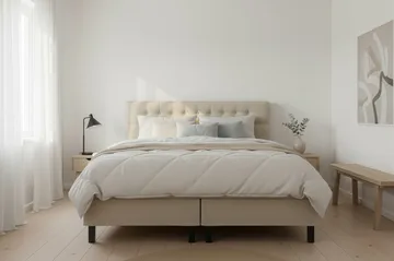 HVILA Classic Komplett Sängpaket 160x200 cm Kontinentalsäng med diamant sänggavel - Beige - Möbler - Säng - Komplett sängpaket