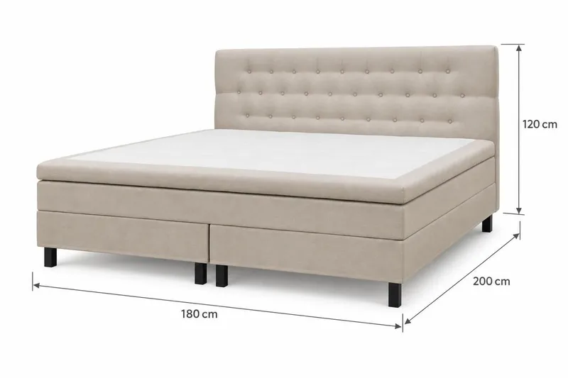 HVILA Classic Komplett Sängpaket 180x200 cm Kontinentalsäng med diamant sänggavel - Beige - Möbler - Säng - Komplett sängpaket