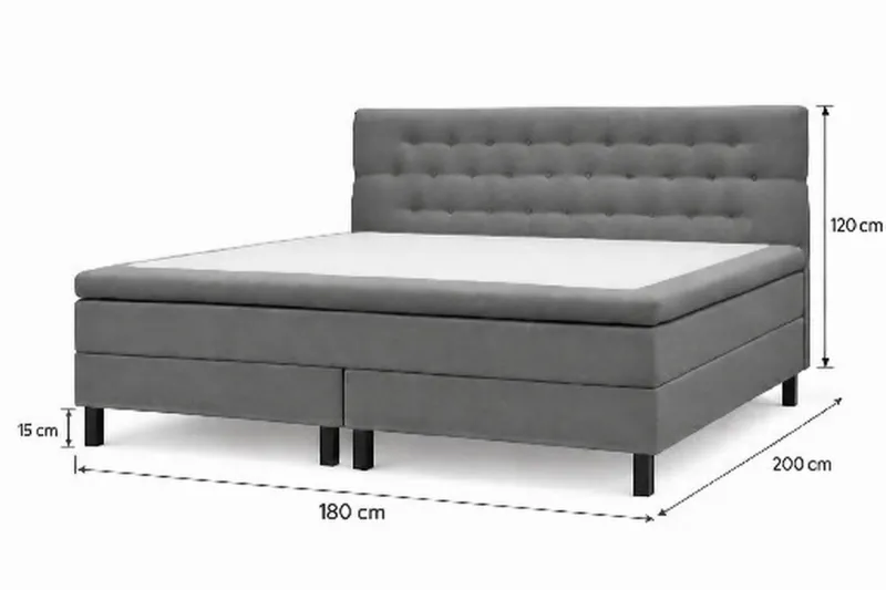 HVILA Classic Komplett Sängpaket 180x200 cm Kontinentalsäng med diamant sänggavel - Grå - Möbler - Säng - Komplett sängpaket