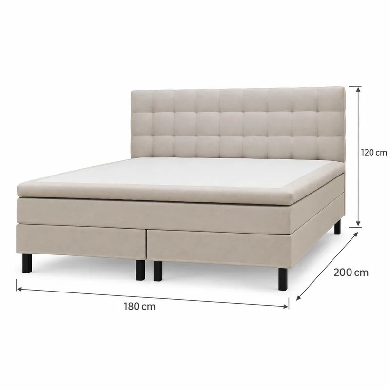 HVILA Classic Komplett Sängpaket 180x200 cm Kontinentalsäng med rutad sänggavel - Beige - Möbler - Säng - Komplett sängpaket