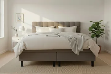 HVILA Classic Komplett Sängpaket 180x200 cm Kontinentalsäng med rutad sänggavel - Brun - Möbler - Säng - Komplett sängpaket