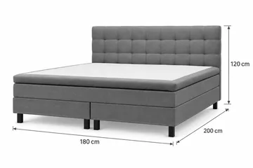 HVILA Classic Komplett Sängpaket 180x200 cm Kontinentalsäng med rutad sänggavel - Grå - Möbler - Säng - Komplett sängpaket