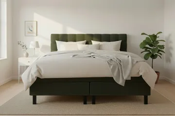 HVILA Classic Komplett Sängpaket 180x200 cm Kontinentalsäng med rutad sänggavel - Grön - Möbler - Säng - Komplett sängpaket