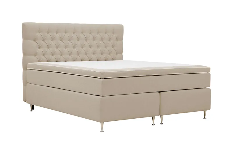 HVILA Lyx Komplett Sängpaket 180x200 cm Kontinentalsäng med knappad sänggavel - Beige - Möbler - Säng - Kontinentalsäng