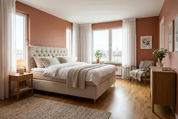 HVILA Lyx Komplett Sängpaket 180x200 cm Kontinentalsäng med knappad sänggavel i chenille - Beige - Möbler - Säng - Komplett sängpaket