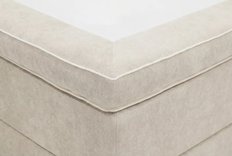HVILA Lyx Komplett Sängpaket 180x200 cm Kontinentalsäng med knappad sänggavel i chenille - Beige - Möbler - Säng - Komplett sängpaket