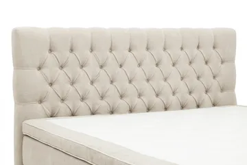 HVILA Lyx Komplett Sängpaket 180x200 cm Kontinentalsäng med knappad sänggavel i chenille - Beige - Möbler - Säng - Komplett sängpaket