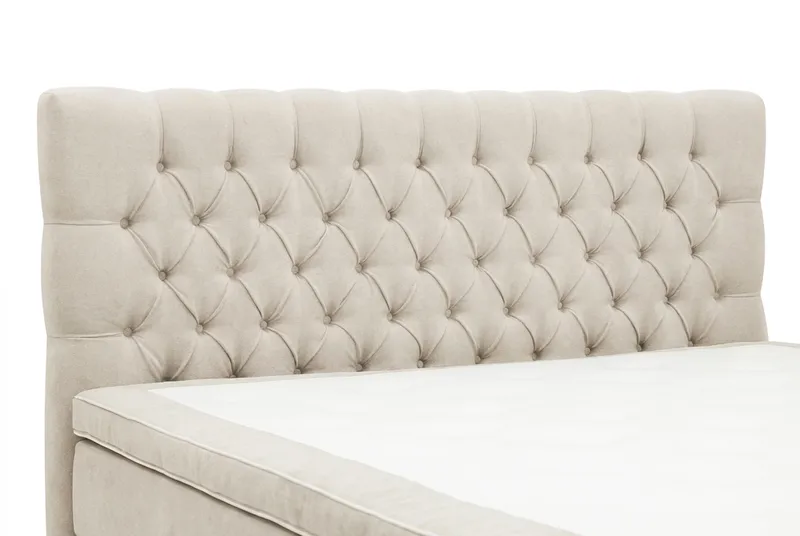 HVILA Lyx Komplett Sängpaket 180x200 cm Kontinentalsäng med knappad sänggavel i chenille - Beige - Möbler - Säng - Komplett sängpaket