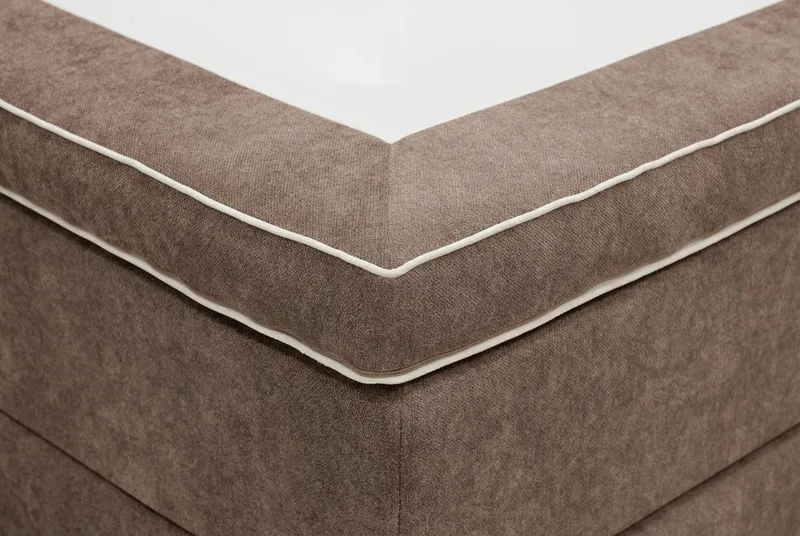 HVILA Lyx Komplett Sängpaket 180x200 cm Kontinentalsäng med knappad sänggavel i chenille - Mörkbrun - Möbler - Säng - Kontinentalsäng