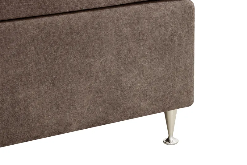 HVILA Lyx Komplett Sängpaket 180x200 cm Kontinentalsäng med knappad sänggavel i chenille - Mörkbrun - Möbler - Säng - Kontinentalsäng