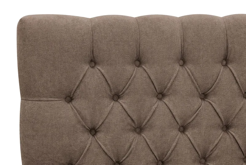 HVILA Lyx Komplett Sängpaket 180x200 cm Kontinentalsäng med knappad sänggavel i chenille - Mörkbrun - Möbler - Säng - Kontinentalsäng