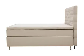 HVILA Lyx Komplett Sängpaket 180x200 cm Kontinentalsäng med knappad sänggavel i sammet - Beige - Möbler - Säng - Komplett sängpaket