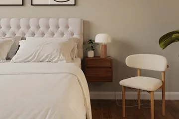 HVILA Lyx Komplett Sängpaket 180x200 cm Kontinentalsäng med knappad sänggavel i sammet - Beige - Möbler - Säng - Komplett sängpaket