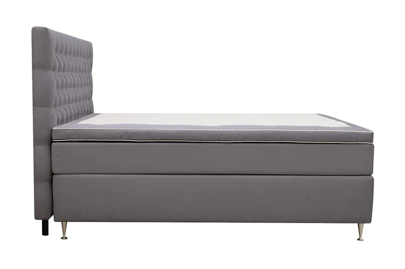 HVILA Lyx Komplett Sängpaket 180x200 cm Kontinentalsäng med knappad sänggavel i sammet - Grå - Möbler - Säng - Kontinentalsäng