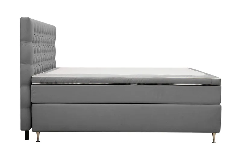HVILA Lyx Komplett Sängpaket 180x200 cm Kontinentalsäng med knappad sänggavel i sammet - Ljusgrå - Möbler - Säng - Komplett sängpaket