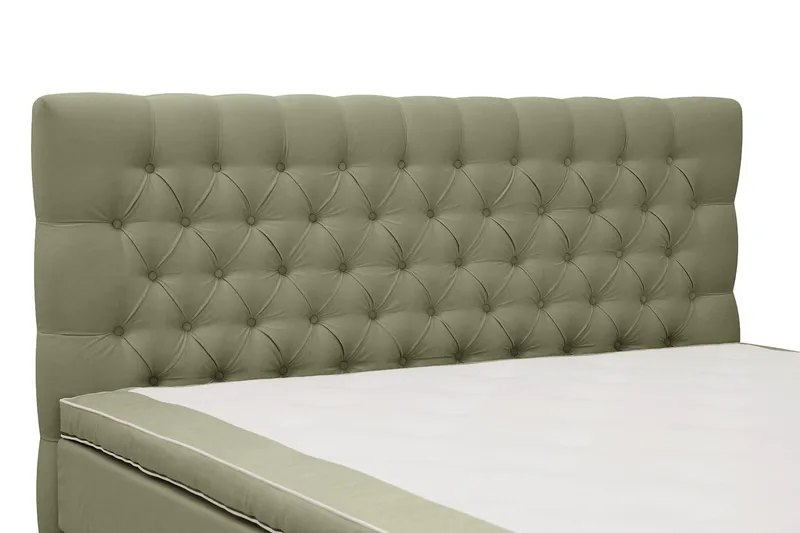 HVILA Lyx Komplett Sängpaket 180x200 cm Kontinentalsäng med knappad sänggavel i sammet - Olivgrön - Möbler - Säng - Kontinentalsäng