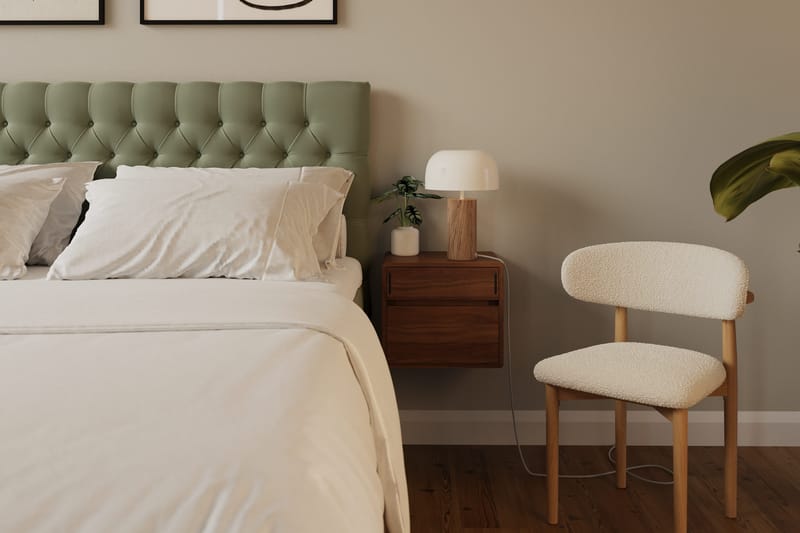 HVILA Lyx Komplett Sängpaket 180x200 cm Kontinentalsäng med knappad sänggavel i sammet - Olivgrön - Möbler - Säng - Kontinentalsäng