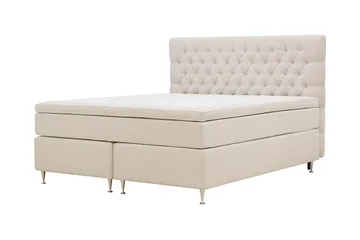 HVILA Lyx Komplett Sängpaket 180x200 cm Kontinentalsäng med knappad sänggavel - Ljusbeige - Möbler - Säng - Komplett sängpaket