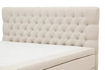 HVILA Lyx Komplett Sängpaket 180x200 cm Kontinentalsäng med knappad sänggavel - Ljusbeige - Möbler - Säng - Komplett sängpaket