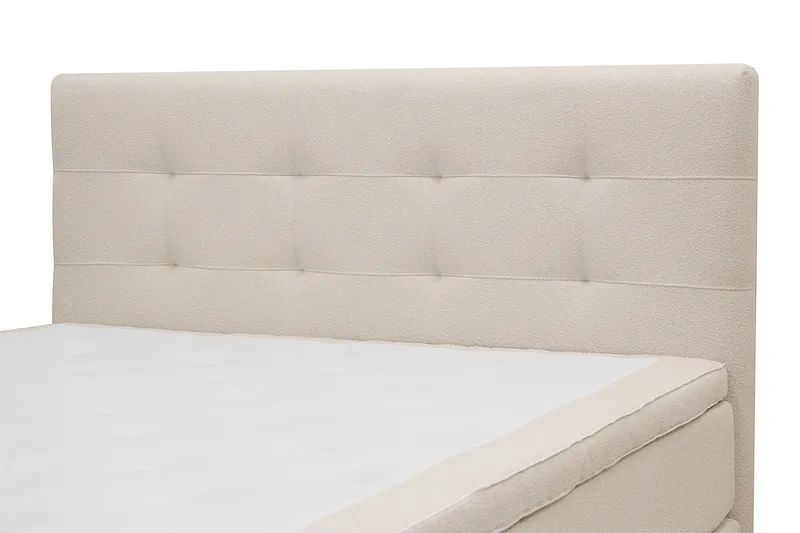 HVILA Premium Komplett Sängpaket 160x200 cm Kontinentalsäng med Sänggavel - Ljusbeige Bouclé - Möbler - Säng - Kontinentalsäng