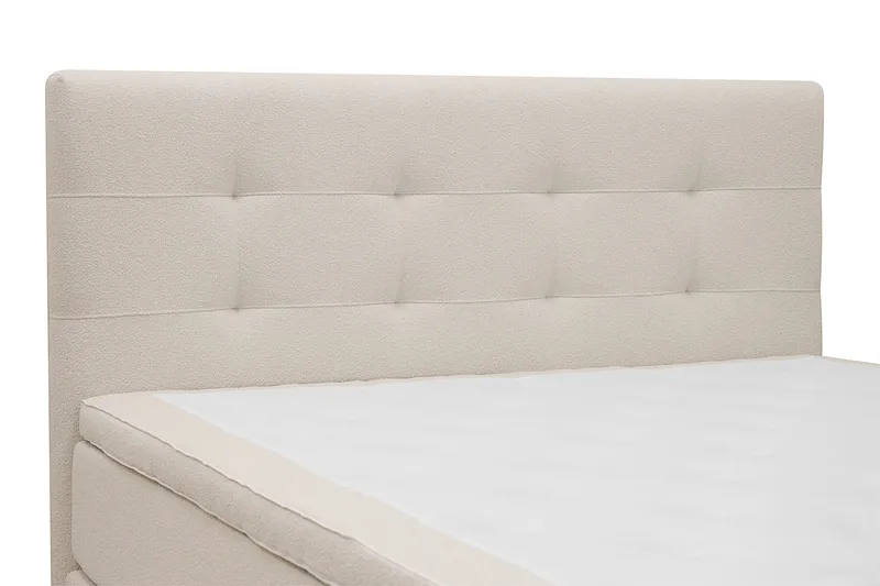 HVILA Premium Komplett Sängpaket 160x200 cm Kontinentalsäng med Sänggavel - Ljusbeige Bouclé - Möbler - Säng - Kontinentalsäng