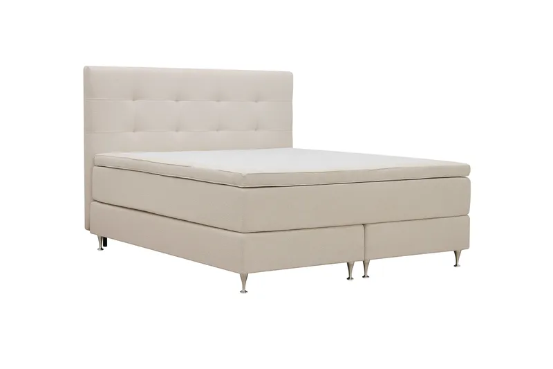 HVILA Premium Komplett Sängpaket 180x200 cm Kontinentalsäng med Sänggavel - Ljusbeige Bouclé - Möbler - Säng - Kontinentalsäng