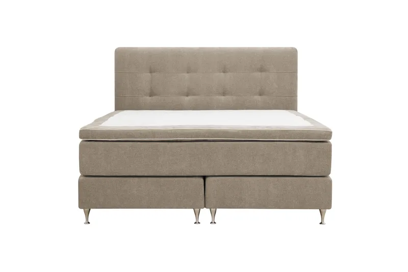 HVILA Premium Komplett Sängpaket 180x200 cm Kontinentalsäng med Sänggavel, Ljusbrun Tyg