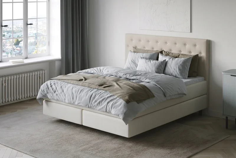 HVILA Premium Sängpaket Kontinentalsäng 180x200 cm med svävande effekt inkl. Bäddmadrass i Polyeterskum Mjuk/Medium med Tvättbar klädsel - Mjuk/Medium - Möbler - Säng - Komplett sängpaket