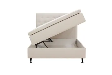 HVILA Plus Komplett Sängpaket – Kontinentalsäng 140x200 cm i Tyg med Förvaring, Sänggavel + Bäddmadrass med Fasthetsgrad Mediumfast - Ljusbeige - Möbler - Säng - Kontinentalsäng