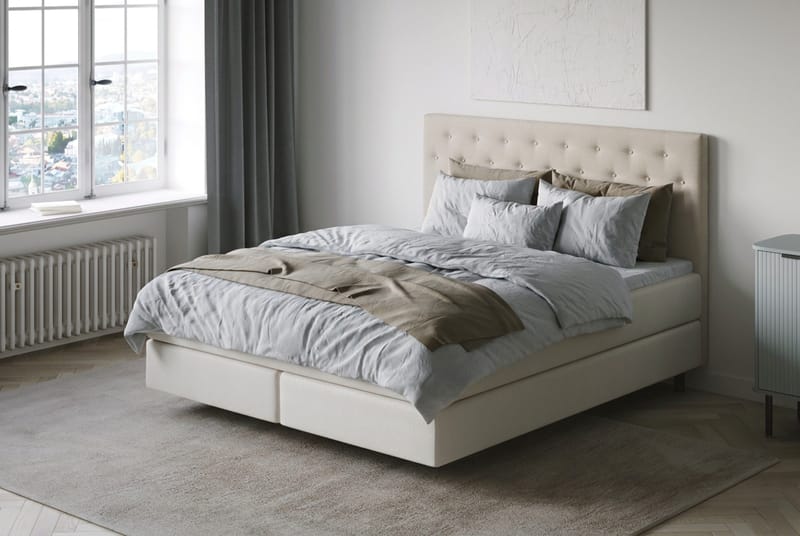 HVILA Premium Sängpaket Kontinentalsäng 180x200 cm med svävande effekt inkl. Bäddmadrass i Latex med Tvättbar klädsel - Medium/Fast - Möbler - Säng - Komplett sängpaket