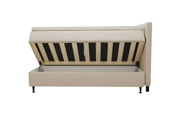 HVILA Plus Komplett Sängpaket – Kontinentalsäng 180x200 cm i Tyg med Förvaring, Sänggavel + Bäddmadrass med Fasthetsgrad Mediumfast - Beige - Möbler - Säng - Komplett sängpaket