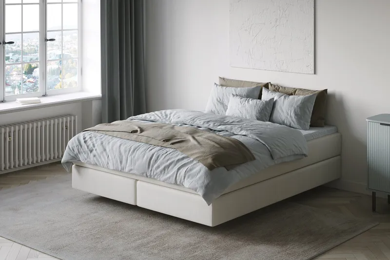 HVILA Premium Kontinentalsäng 180x200 cm med svävande effekt utan bäddmadrass - Vit - Möbler - Säng - Komplett sängpaket