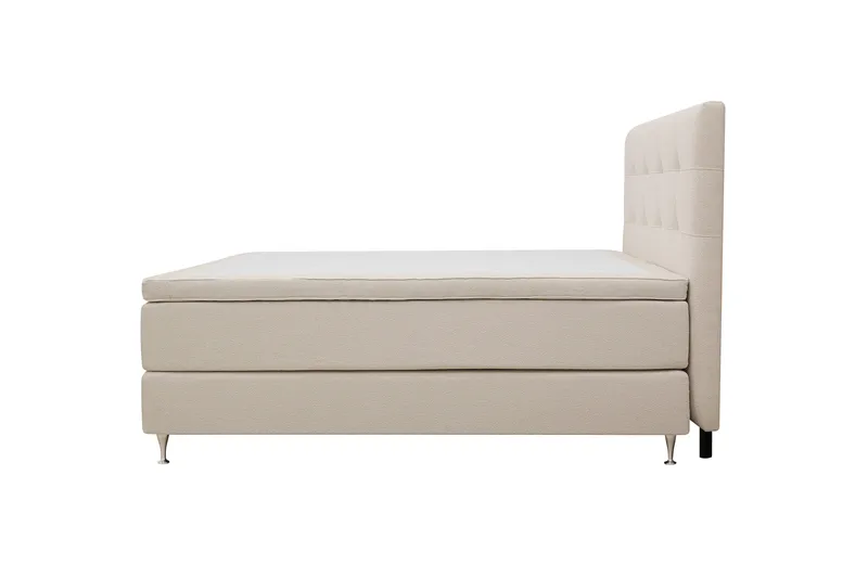 HVILA Premium Komplett Sängpaket 160x200 cm Kontinentalsäng med Sänggavel - Ljusbeige Bouclé - Möbler - Säng - Kontinentalsäng