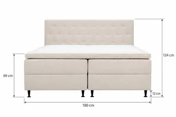 HVILA Plus Komplett Sängpaket – Kontinentalsäng 180x200 cm i Tyg med Förvaring, Sänggavel + Bäddmadrass - Ljusbeige - Möbler - Säng - Komplett sängpaket