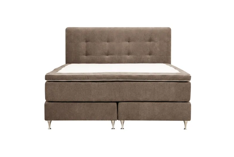 HVILA Premium Komplett Sängpaket 180x200 cm Kontinentalsäng med Sänggavel, Brun Tyg