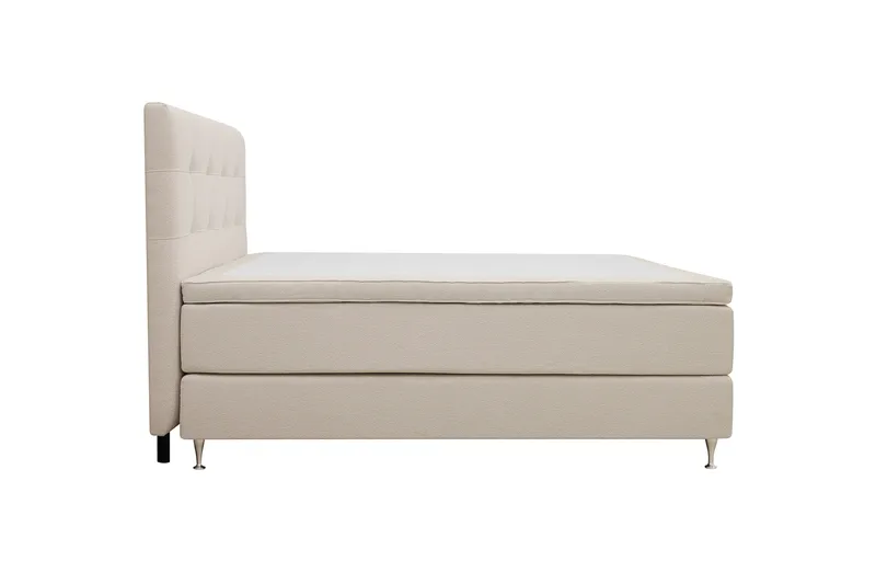 HVILA Premium Komplett Sängpaket 160x200 cm Kontinentalsäng med Sänggavel - Ljusbeige Bouclé - Möbler - Säng - Kontinentalsäng