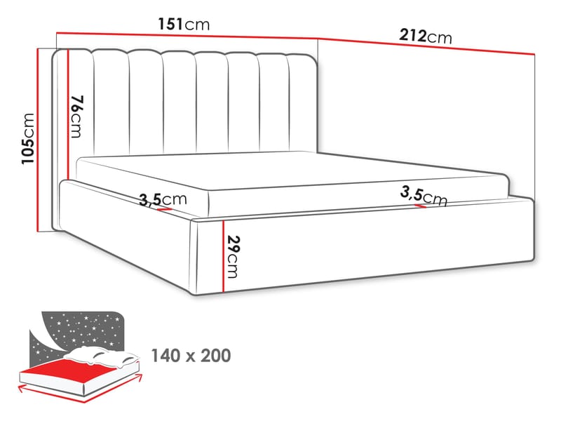Isvik Sängram med förvaring 140x200 cm - vit - Möbler - Säng - Sängram & sängstomme