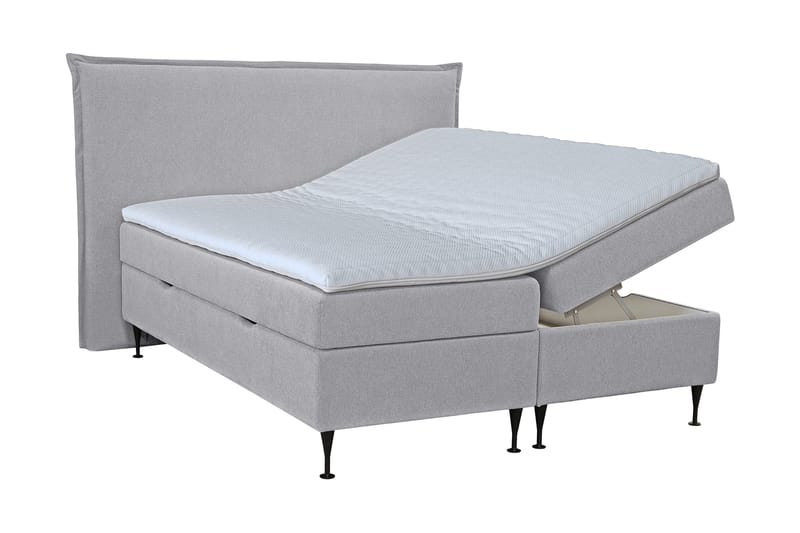 Jan Komplett Sängpaket – Kontinentalsäng 160x200 cm med Förvaring och Sänggavel + Bäddmadrass, Grå