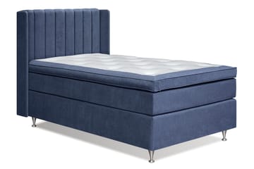 Joluma Komplett Sängpaket – Kontinentalsäng 105x200 cm i Tyg med Sänggavel + Bäddmadrass med Fasthetsgrad Fast - Mörkblå - Möbler - Säng - Komplett sängpaket