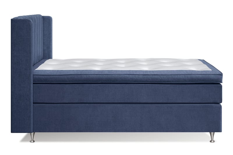 Joluma Komplett Sängpaket – Kontinentalsäng 105x200 cm i Tyg med Sänggavel + Bäddmadrass med Fasthetsgrad Fast - Mörkblå - Möbler - Säng - Komplett sängpaket