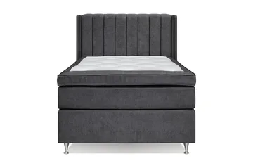 Joluma Komplett Sängpaket – Kontinentalsäng 140x200 cm i Tyg med Sänggavel + Bäddmadrass med Fasthetsgrad Fast - Mörkgrå - Möbler - Säng - Komplett sängpaket