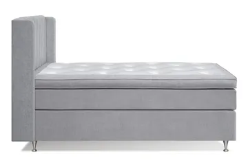 Joluma Komplett Sängpaket – Kontinentalsäng 140x200 cm i Tyg med Sänggavel + Bäddmadrass med Fasthetsgrad Medium - Ljusgrå - Möbler - Säng - Komplett sängpaket