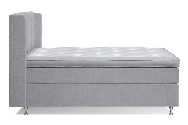Joluma Komplett Sängpaket – Kontinentalsäng 140x200 cm i Tyg med Sänggavel + Bäddmadrass med Fasthetsgrad Medium - Ljusgrå - Möbler - Säng - Komplett sängpaket
