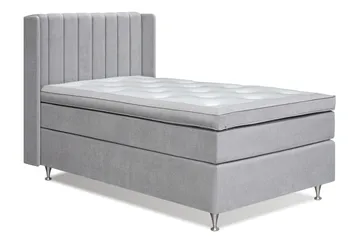 Joluma Komplett Sängpaket – Kontinentalsäng 140x200 cm i Tyg med Sänggavel + Bäddmadrass med Fasthetsgrad Medium - Ljusgrå - Möbler - Säng - Komplett sängpaket
