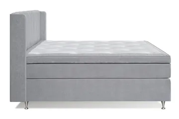 Joluma Komplett Sängpaket – Kontinentalsäng 160x200 cm i Tyg med Sänggavel + Bäddmadrass med Fasthetsgrad Fast - Ljusgrå - Möbler - Säng - Komplett sängpaket