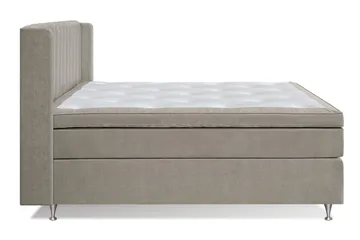 Joluma Komplett Sängpaket – Kontinentalsäng 160x200 cm i Tyg med Sänggavel + Bäddmadrass med Fasthetsgrad Fast/Medium - Beige - Möbler - Säng - Komplett sängpaket