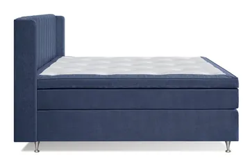Joluma Komplett Sängpaket – Kontinentalsäng 160x200 cm i Tyg med Sänggavel + Bäddmadrass med Fasthetsgrad Medium - Mörkblå - Möbler - Säng - Komplett sängpaket