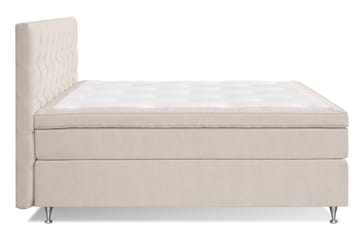 Joluma Komplett Sängpaket – Kontinentalsäng 180x200 cm i Tyg med Sänggavel + Bäddmadrass med Fasthetsgrad Fast - Ljusbeige - Möbler - Säng - Enkelsäng