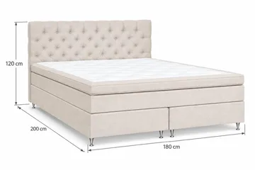 Joluma Komplett Sängpaket – Kontinentalsäng 180x200 cm i Tyg med Sänggavel + Bäddmadrass med Fasthetsgrad Fast - Ljusbeige - Möbler - Säng - Enkelsäng